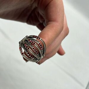 Vintage Red and Silver Toned Ring